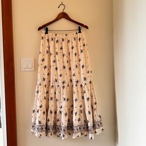 Max Studio Boho Floral Tiered Maxi Skirt Prairie Cottagecore S